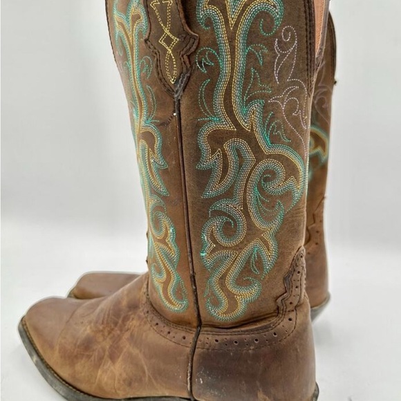 Justin Boots Women's Brown Leather Embroidered
Square Toe Cowboy Boots 8.5 - Picture 4 of 8